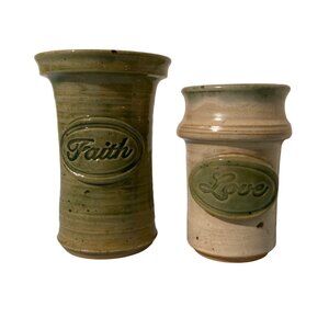 Set Of 2 Pottery Vases By M. Kent - Faith & Love Design